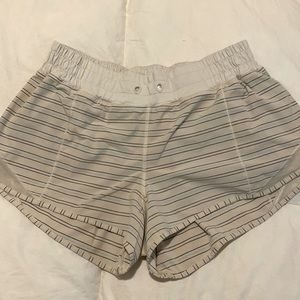 Lululemon white shorts with blue & grey detailing size 8